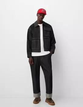 Мешковатые джинсы с отворотами Bershka, синий