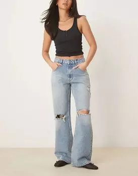 Мешковатые джинсы с разрывами в средне-синем цвете ASOS DESIGN