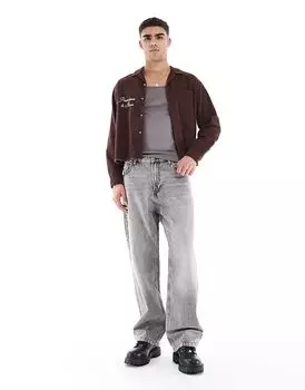 Мешковатые джинсы серого цвета Bershka