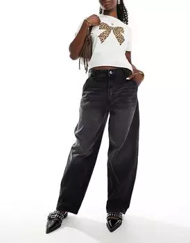 Мешковатые джинсы-скейтеры черного цвета Bershka