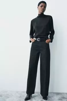 Мешковатые джинсы со средней талией ZARA, черный