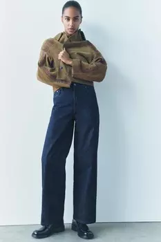 Мешковатые джинсы со средней талией ZARA, синий