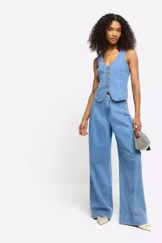 Мешковатые джинсы средней посадки стретч River Island, синий