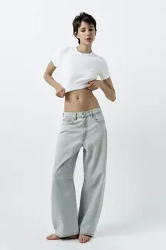 Мешковатые джинсы средней посадки Trf ZARA, светло-синий