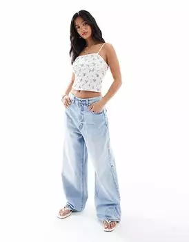 Мешковатые джинсы Stradivarius Petite D88 из денима средней степени стертости