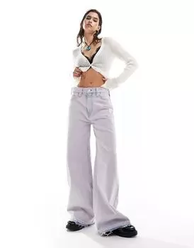 Мешковатые джинсы свободного кроя Weekday Duchess светло-голубого лавандового цвета с заниженной талией и