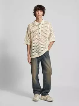 Мешковатые джинсы в винтажном стиле с тонировкой и логотипом REVIEW, темно-синий