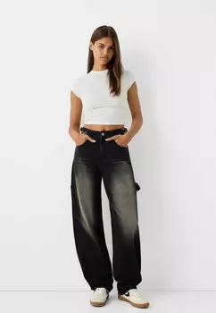 Мешковатые джинсы WIDE BALLOON CARPENTER Bershka, антрацит