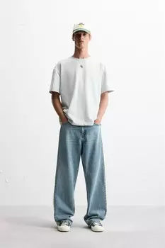 Мешковатые джинсы ZARA, светло-голубой