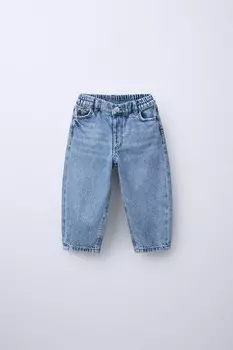 Мешковатые джинсы ZARA, светло-голубой