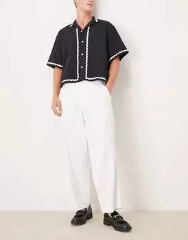 Мешковатые льняные брюки кремового цвета Abercrombie & Fitch