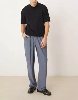 Мешковатые мягкие брюки в тонкую синюю полоску ASOS DESIGN