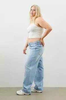 Мешковатые низкие джинсы H&amp;M+ в стиле 90-х, светло-голубой деним