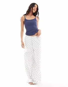 Мешковатые пижамные штаны Hollister с низкой посадкой и принтом якоря