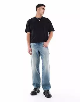 Мешковатые плотницкие брюки ASOS DESIGN светло-голубого цвета