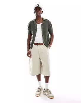 Мешковатые рабочие шорты Bershka из денима цвета экрю