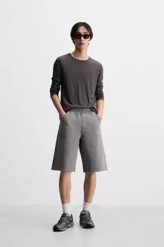 Мешковатые шорты-бермуды для бега трусцой ZARA, цвет Light grey