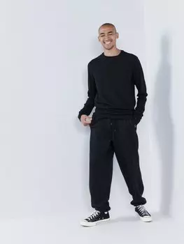 Мешковатые спортивные брюки из переработанной пряжи из смесового хлопка Raey, черный