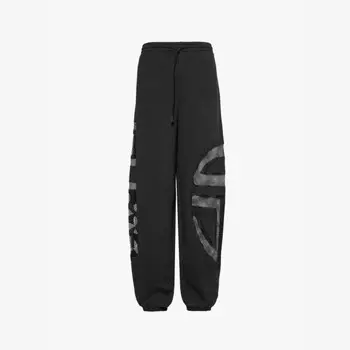 Мешковатые спортивные штаны из хлопковой смеси с высокой посадкой, широкими штанинами и двумя накладными карманами Telfar, черный