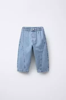 Мешковатые сшитые джинсы ZARA, светло-синий