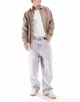 Мешковатые свободные джинсы Pull&Bear серого цвета