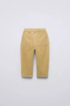 Мешковые брюки из вельвета с заштамповками на коленях ZARA, желтый