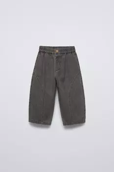 Мешковые брюки с эффектом денима ZARA, серый