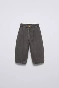 Мешковые брюки с эффектом денима ZARA, серый