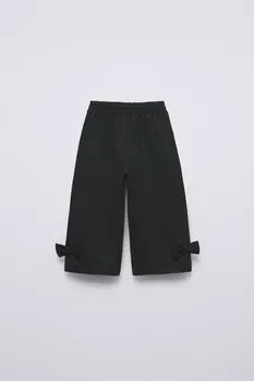 Мешковые брюки с блестками и бантами ZARA, черный