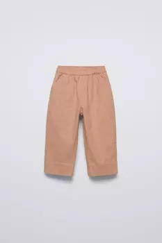 Мешковые брюки ZARA, бежево-розовый