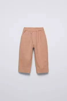 Мешковые брюки ZARA, бежево-розовый