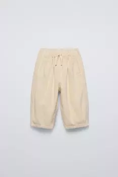 Мешковые вельветовые брюки ZARA, экрю