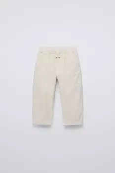 Мешковые вельветовые брюки ZARA, экрю