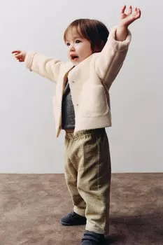 Мешковые вельветовые брюки ZARA, цвет oil