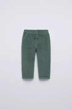 Мешковые вельветовые брюки ZARA, цвет petrol blue