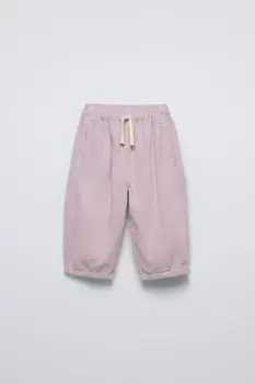 Мешковые вельветовые брюки ZARA, лиловый