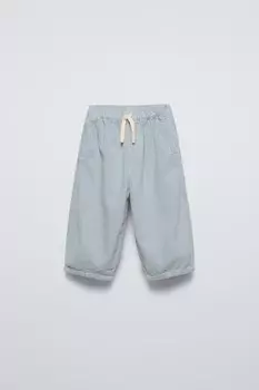 Мешковые вельветовые брюки ZARA, средне-синий