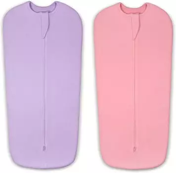 Мешок для сна Elstey Baby Swaddle для 3–6 месяцев, 100% хлопок, пеленка с двусторонней молнией, одеяла Swaddle Me для новорожденных, успокаивающие рефлекс испуга для младенцев, мальчиков и девочек, Purple