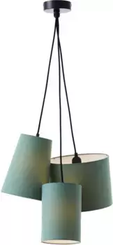 Места стиля подвесной светильник "Илья", 3 лампочки, лампочка E27 | без лампочки, подвесной светильник с текстильным абажуром 44см PLACES OF STYLE 44 см, Высота: 105 см, цвет jade