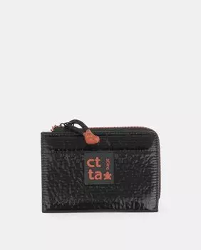 Металлическая черная визитница с кошельком на застежке Caminatta, черный