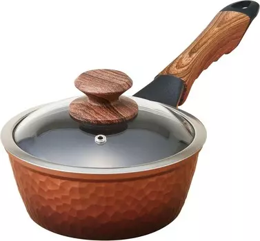 Металлическая кованая одинарная ручная кастрюля Taniguchi, совместимая с индукционной индукцией, 7,1 дюйма (18 см) Taniguchi metal, Brown (Bronze)