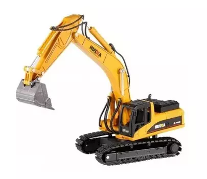 Металлическая модель экскаватора-погрузчика с гусеничным ковшом Die-Cast H-toys 1:50 ikonka