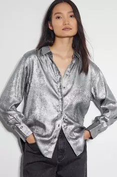 Металлическая рубашка Mia Monsoon, серебряный