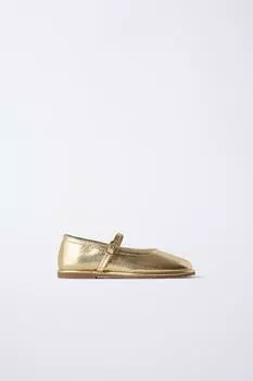 Металлические балетки ZARA, золотой