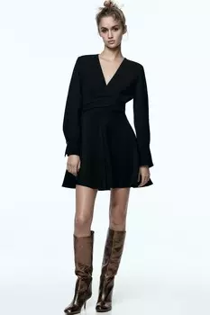 Металлические ботинки на каблуке-каблуке ZARA, золотой