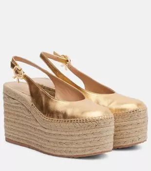 Металлические кожаные эспадрильи на платформе Gianvito Rossi, Mekong+Naturale