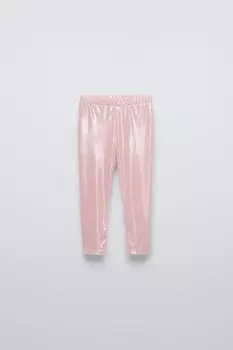 Металлические леггинсы ZARA, розовый