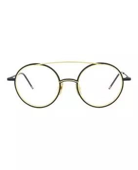 Металлические оправы для очков в стиле «авиатор» Thom Browne, цвет matte navy - 18k gold