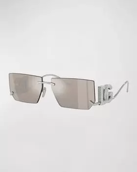 Металлические прямоугольные солнцезащитные очки Crystal DG Dolce&Gabbana, цвет Silver