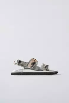 Металлические сандалии ZARA, серебряный
